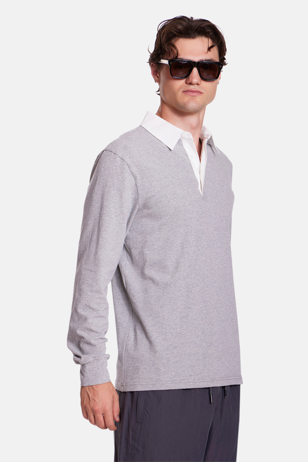 The Maseo Soft Rugby Heather Grey/White Collar