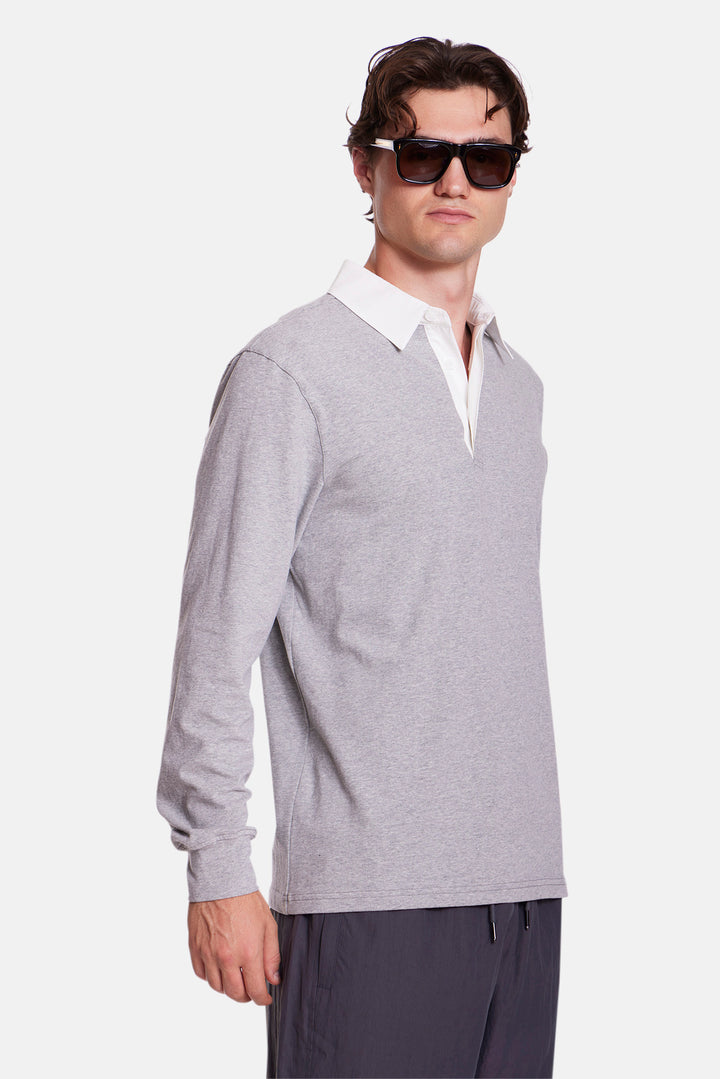 The Maseo Soft Rugby Heather Grey/White Collar