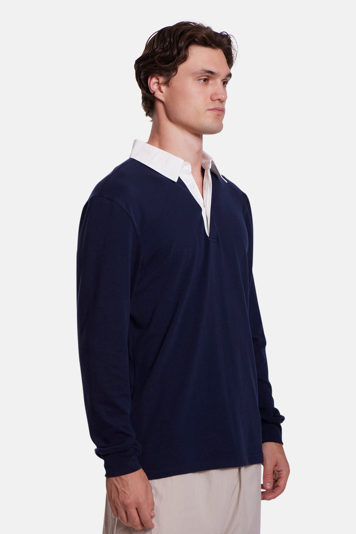 The Maseo Soft Rugby Navy/White Collar