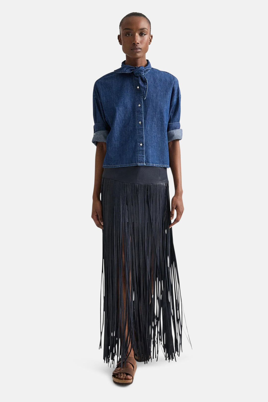 Tie One On Denim Shirt in Dark Stone