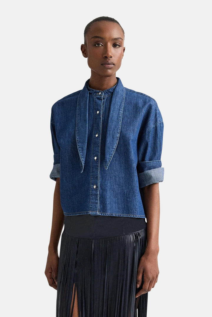 Tie One On Denim Shirt in Dark Stone
