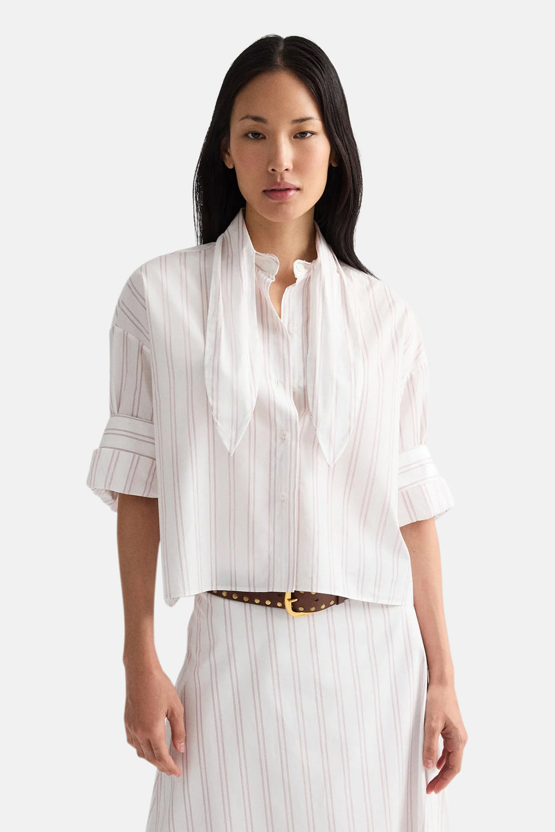 Tie One On Shirt in White/Wine