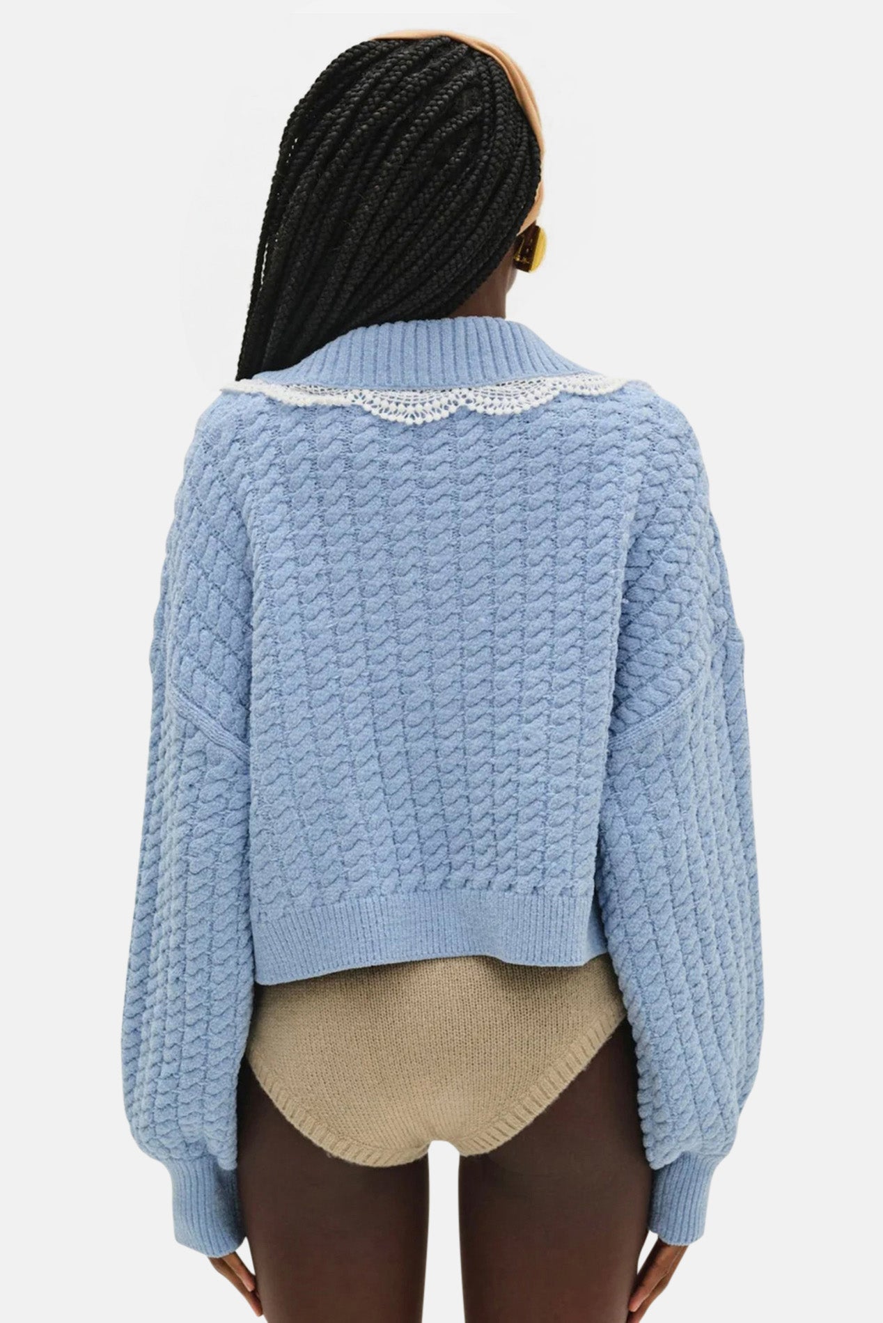 For Love & Lemons Tierra Knit Jacket Blue – blueandcream