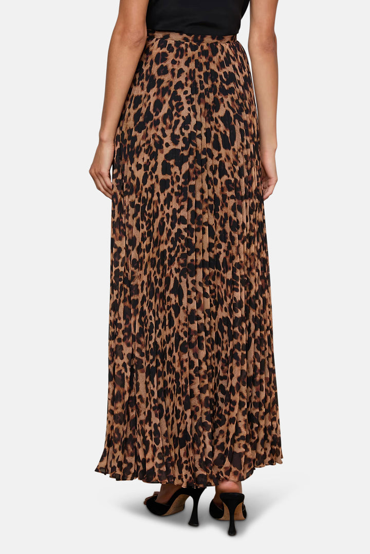 Torin Pleated Maxi Skirt Brown Multi Amur Leopard