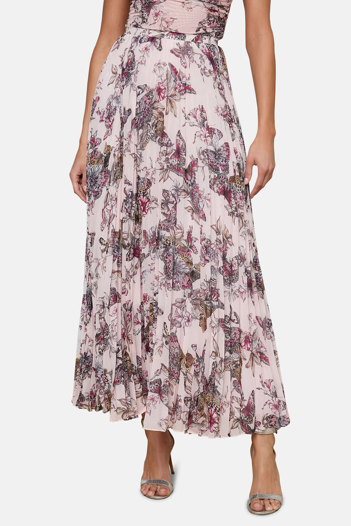Torin Pleated Maxi Skirt Nectar Pink Multi Butterfly Jungle