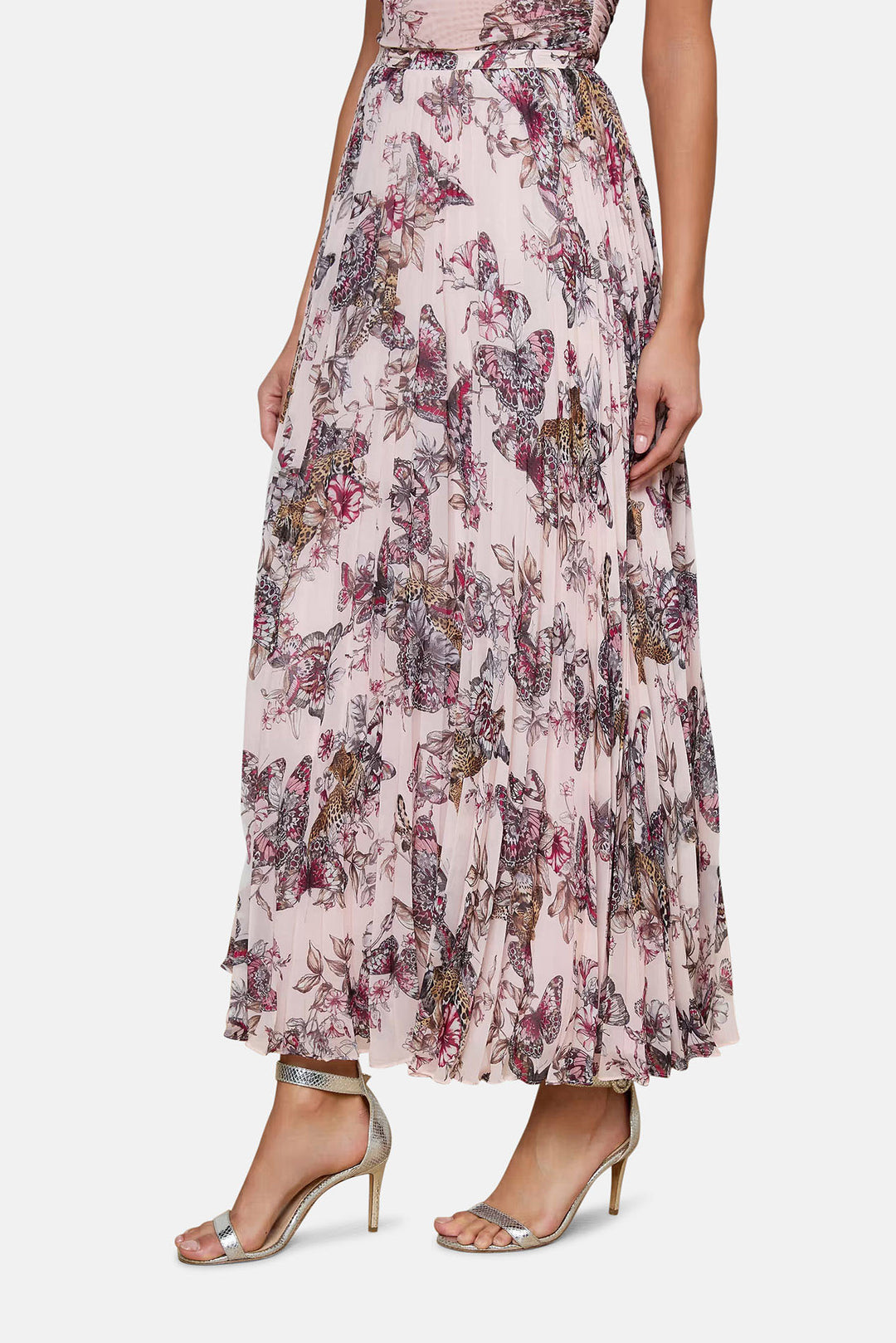 Torin Pleated Maxi Skirt Nectar Pink Multi Butterfly Jungle