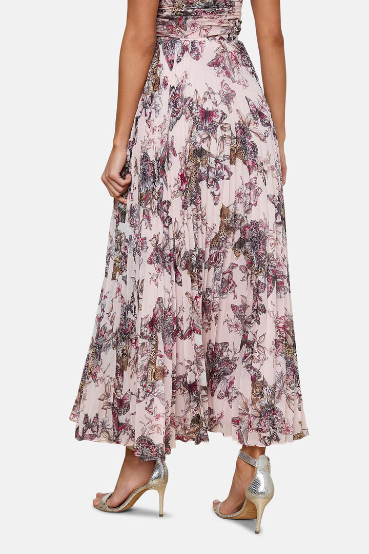Torin Pleated Maxi Skirt Nectar Pink Multi Butterfly Jungle