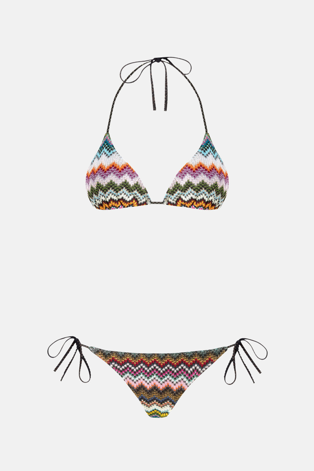 Triangle bikini with pixel-effect zigzag pattern