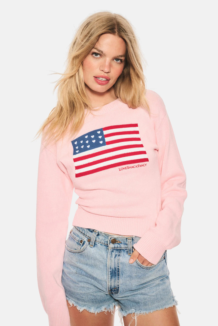 Ty Cotton Flag Pullover Blushing Liberty