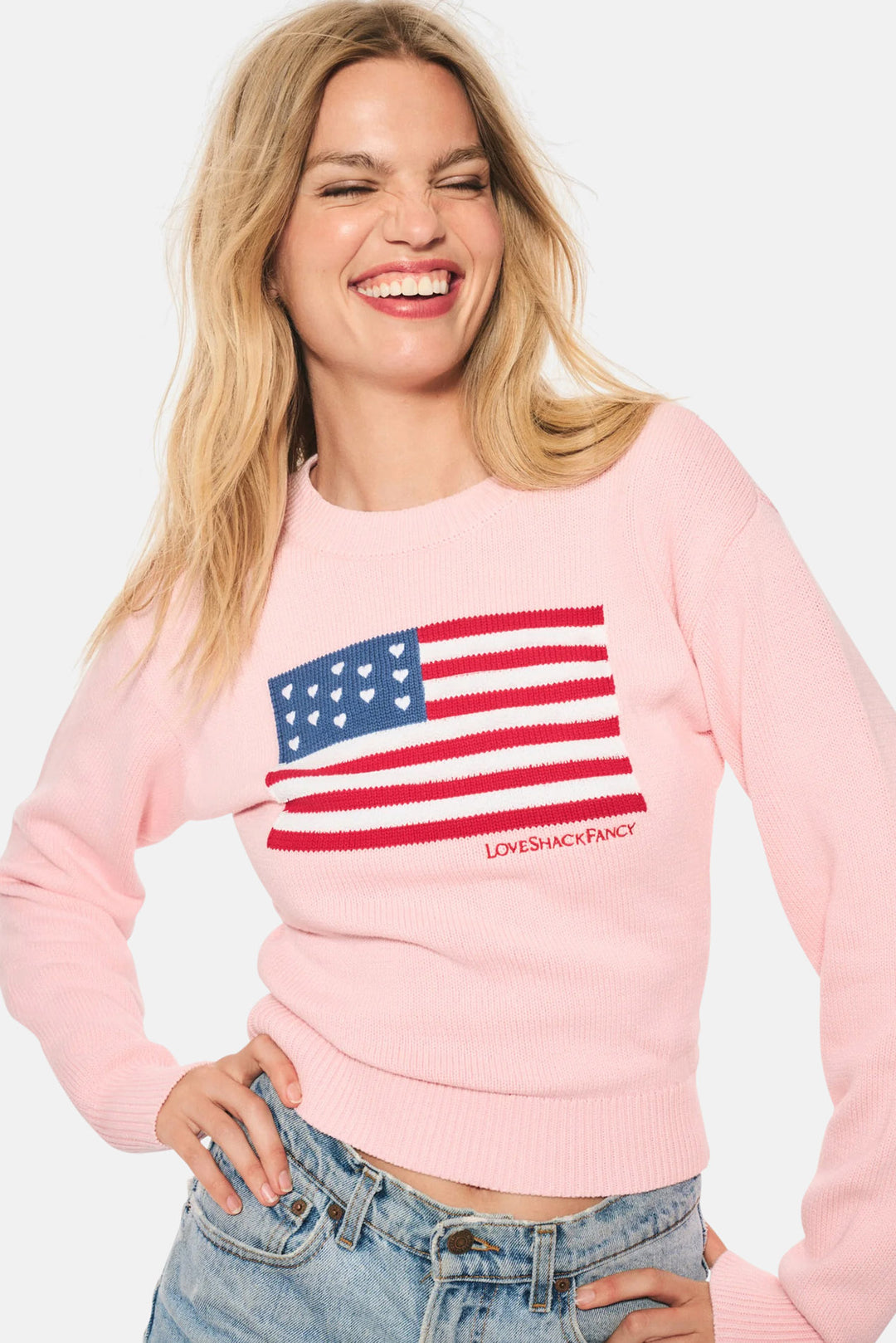 Ty Cotton Flag Pullover Blushing Liberty