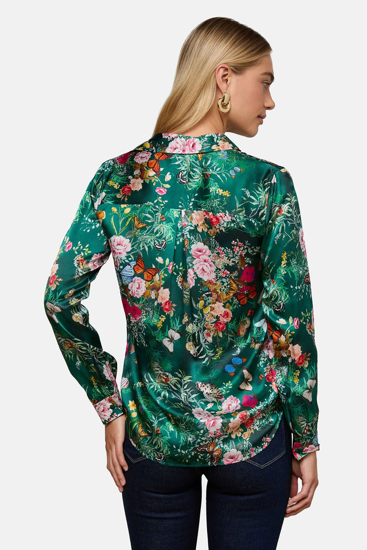 Tyler Silk Blouse Bottle Green Multi Charonda Butterfly