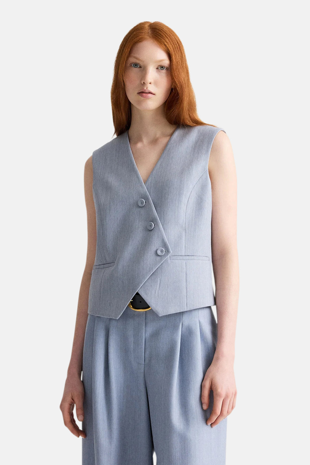 Tyler Wool Vest in Halogen Blue