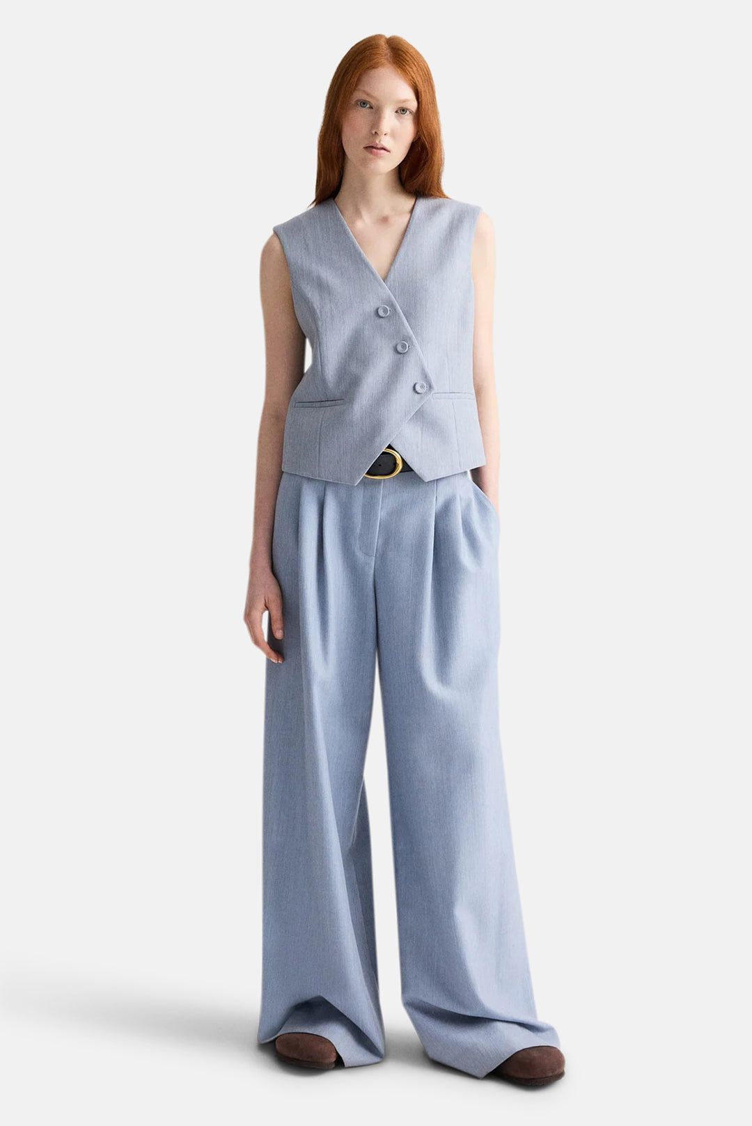 Tyler Wool Vest in Halogen Blue