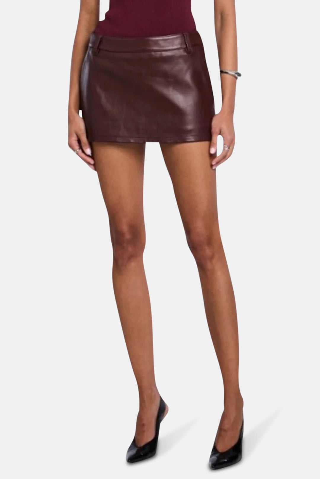 Valkiria Leather Skort in Bordeaux