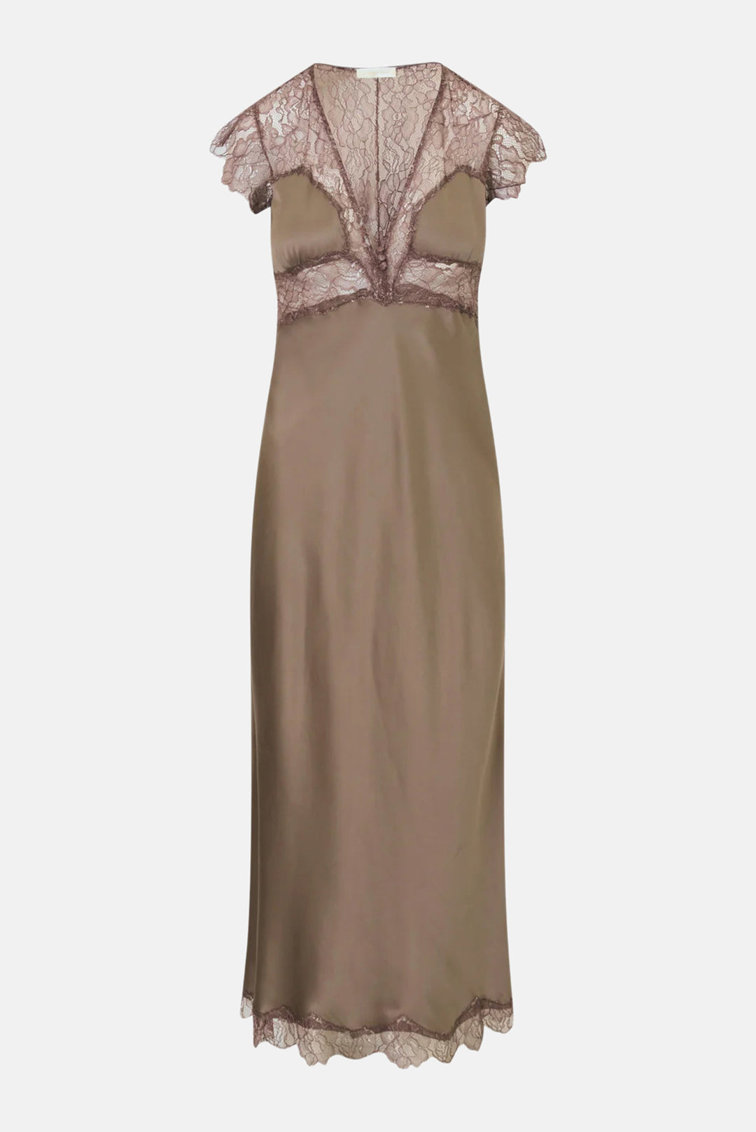 Vella Silk-Blend Lace Maxi Dress Pewter Sky