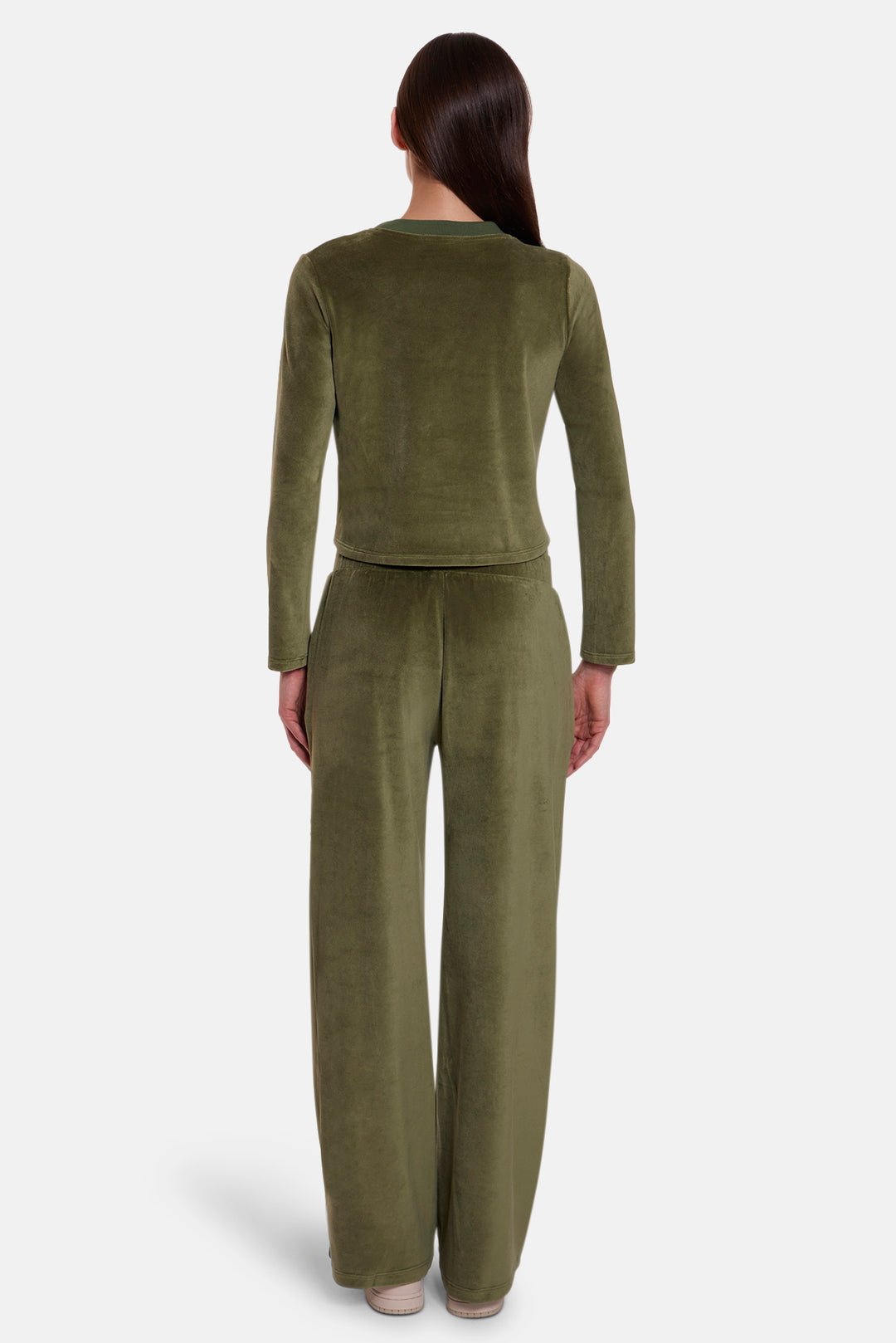 Jayne Velour Crewneck Army Green