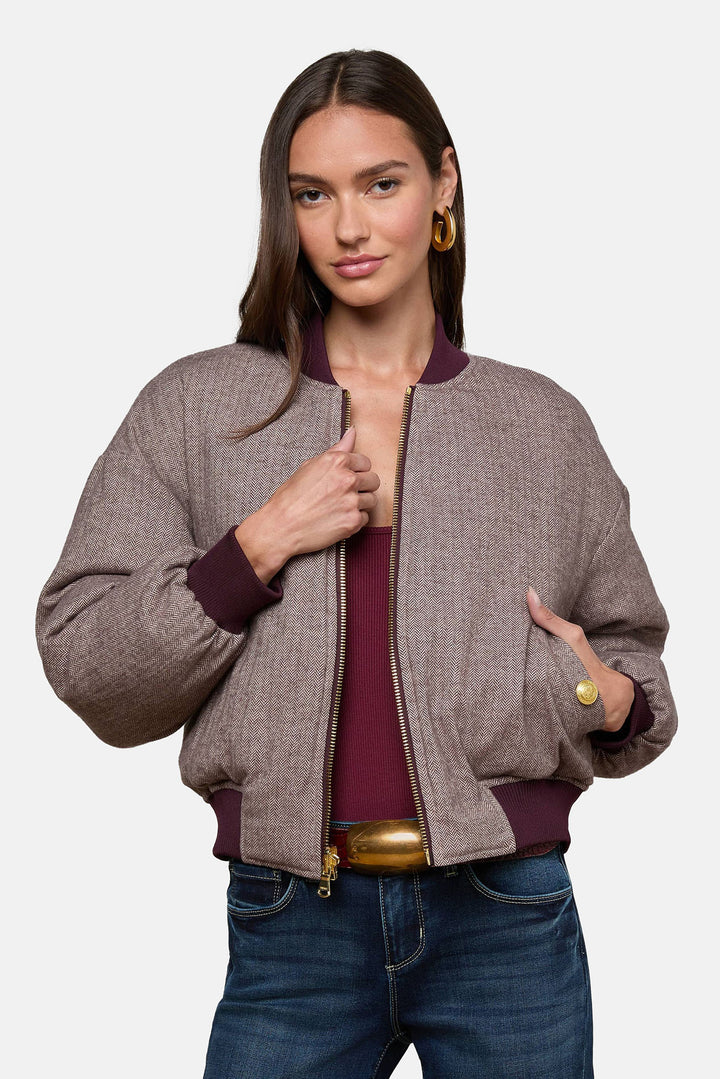 Violeta Reversible Puffer Wine/Herringbone