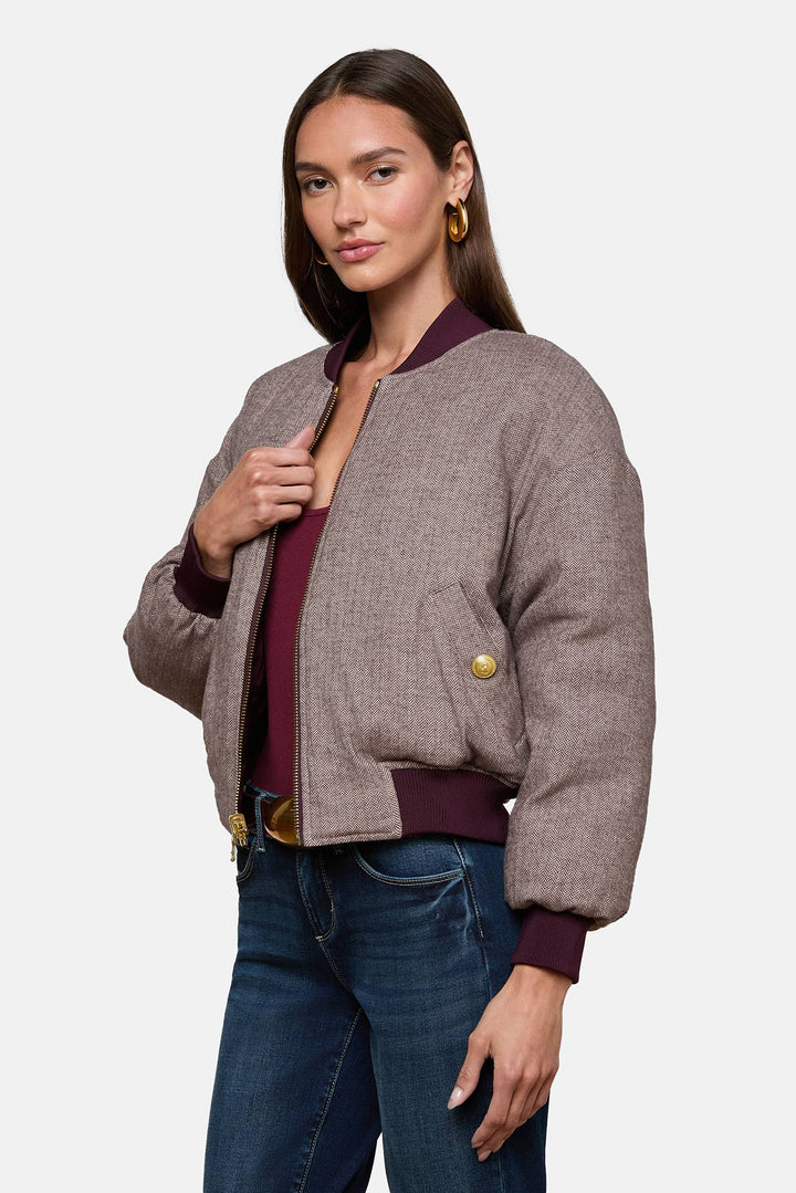 Violeta Reversible Puffer Wine/Herringbone