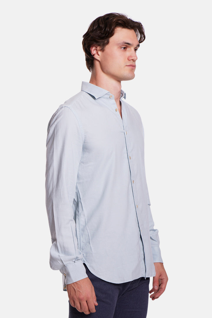Viscose/Cotton French Collar Shirt Powder Blue