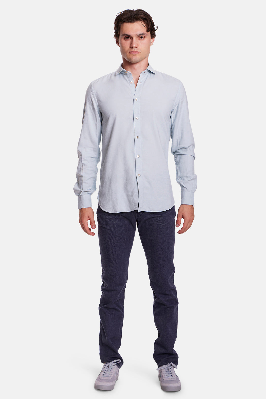 Viscose/Cotton French Collar Shirt Powder Blue