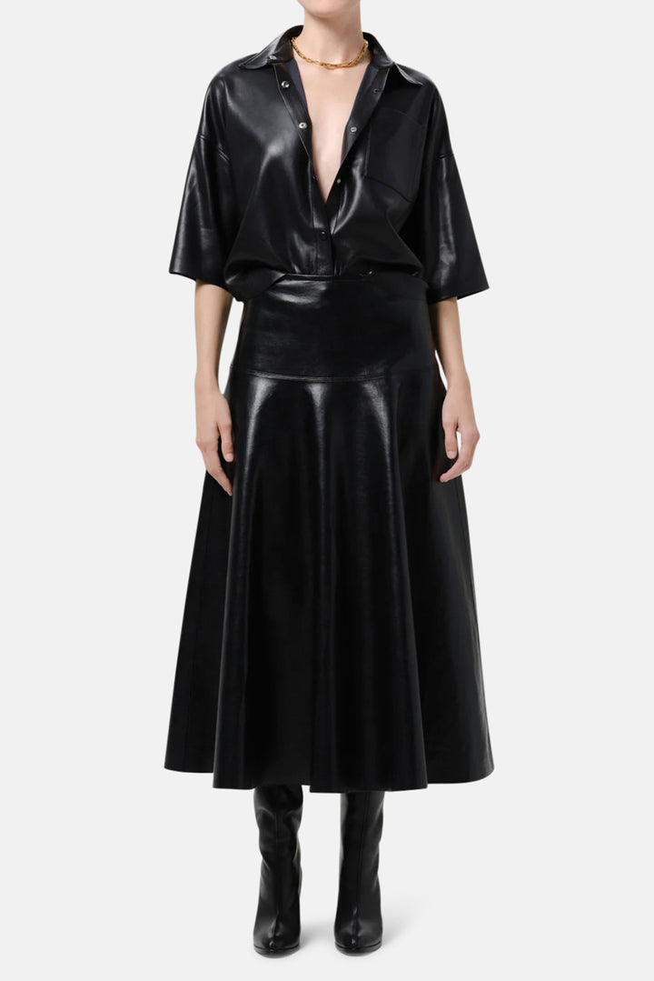 Vita Recycled Leather Maxi Skirt in Black