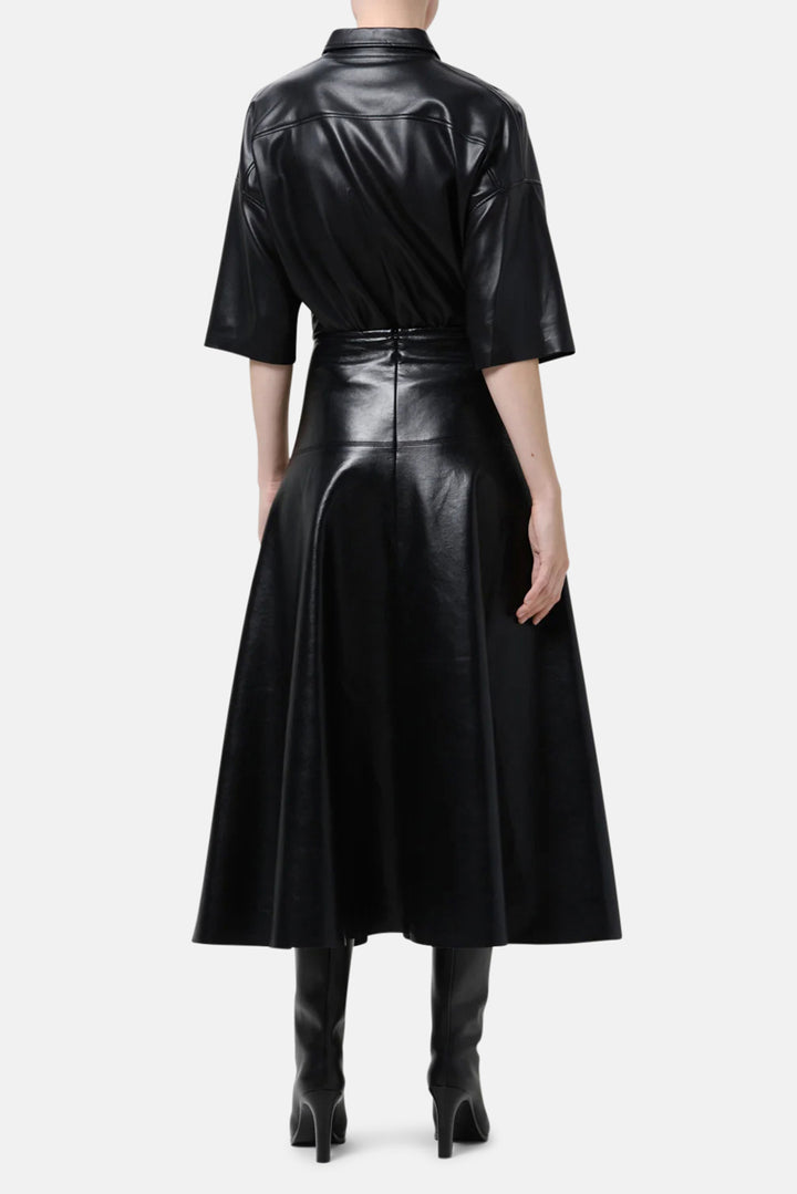 Vita Recycled Leather Maxi Skirt in Black