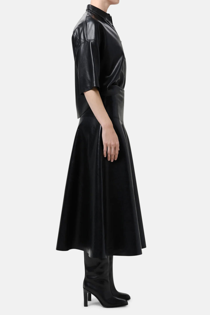 Vita Recycled Leather Maxi Skirt in Black