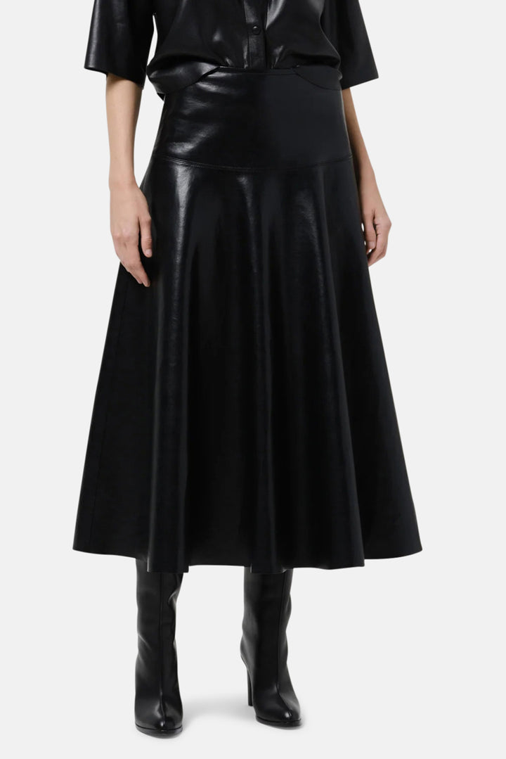 Vita Recycled Leather Maxi Skirt in Black