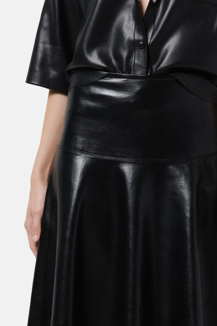 Vita Recycled Leather Maxi Skirt in Black