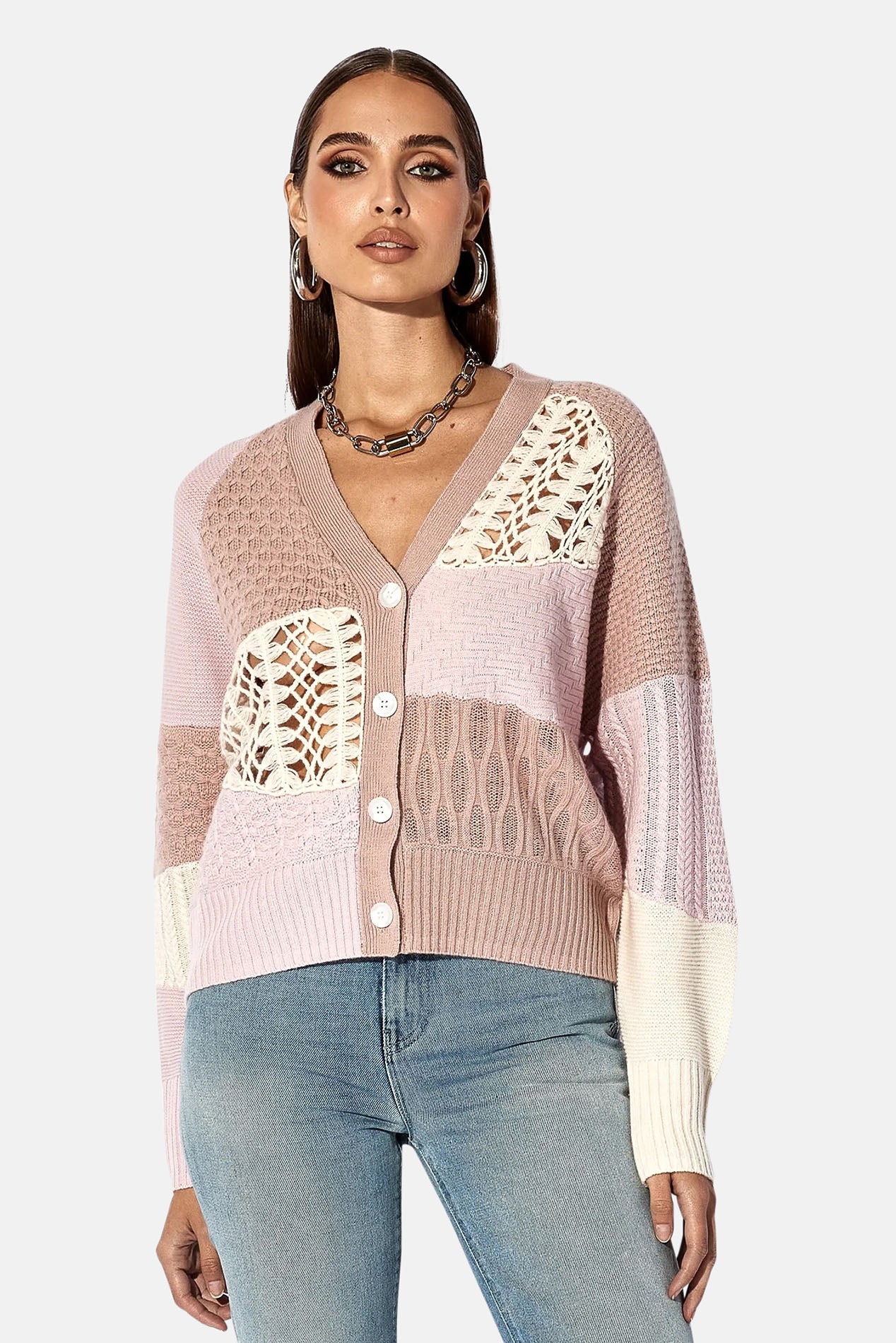 トップス leinwande mama's patchwork cardigan Patchwork Cardigan Desert Rose Pink Multi – blueandcream