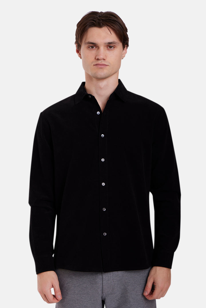 Warren Fine Cord Shirt Black