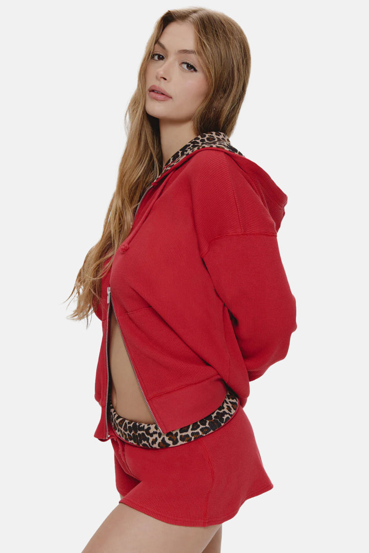 Weekend Zip Up Hoodie Strawberry Red