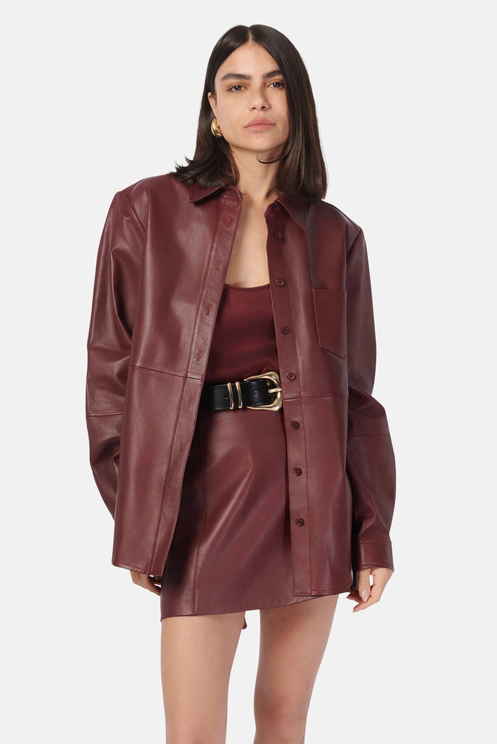 Wendell Genuine Lether Shirt Jacket Syrah