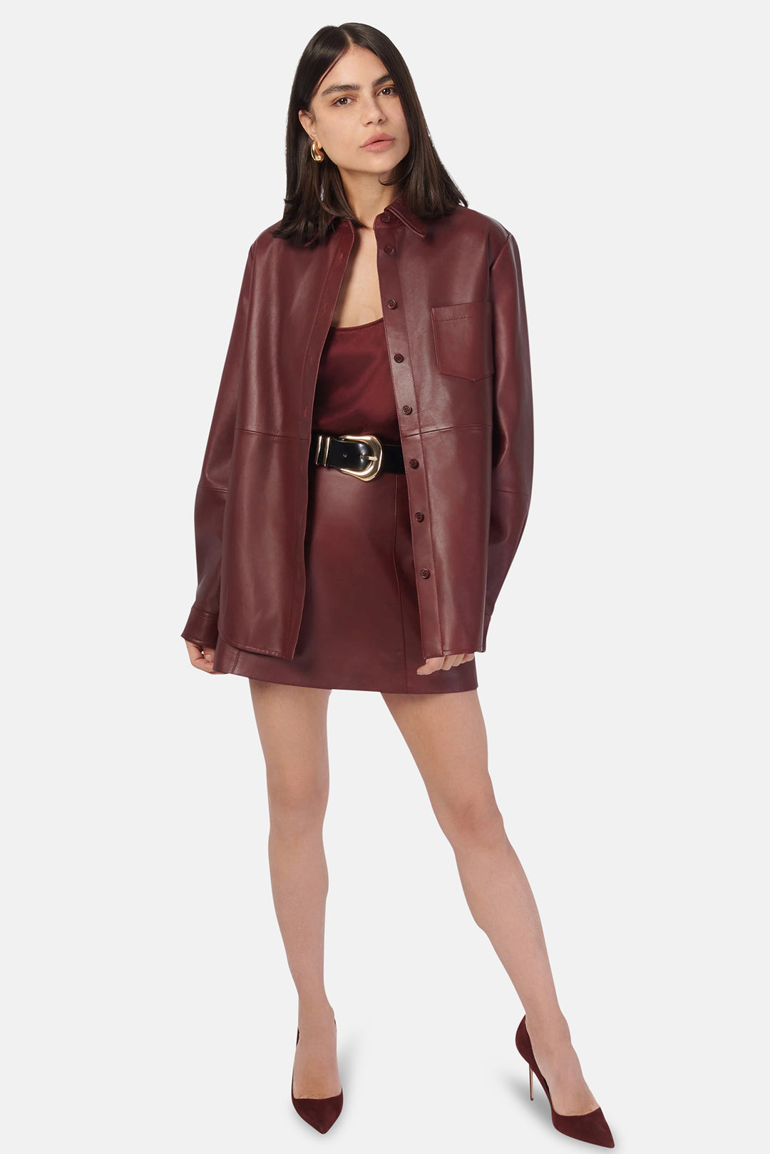 Wendell Genuine Lether Shirt Jacket Syrah