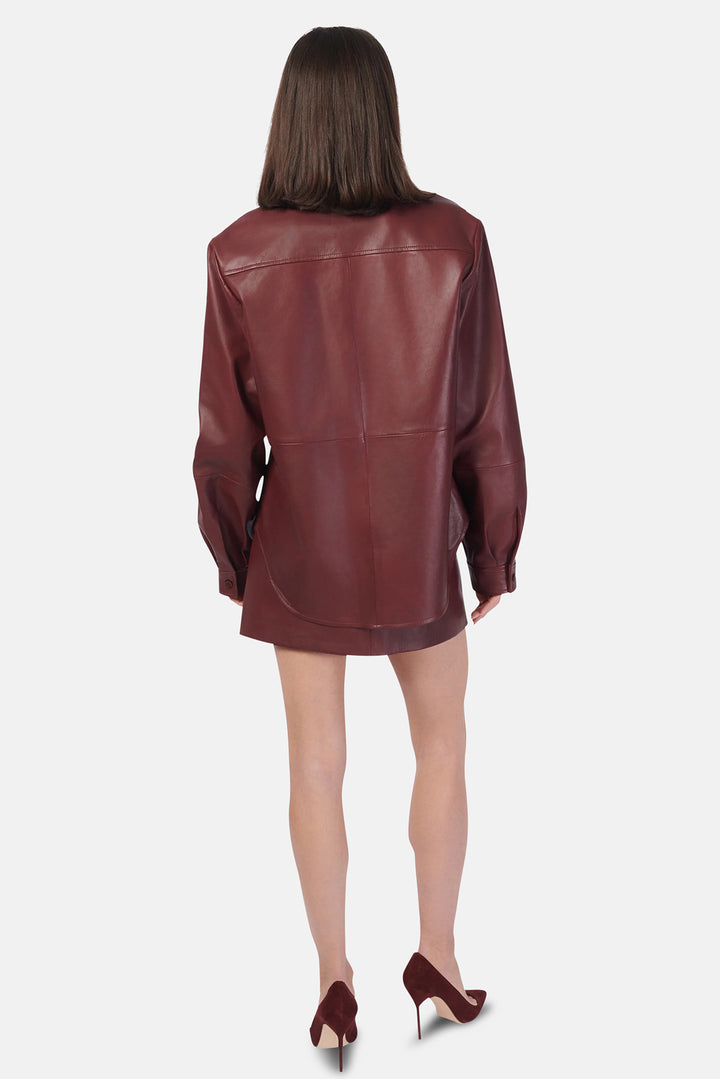 Wendell Genuine Lether Shirt Jacket Syrah