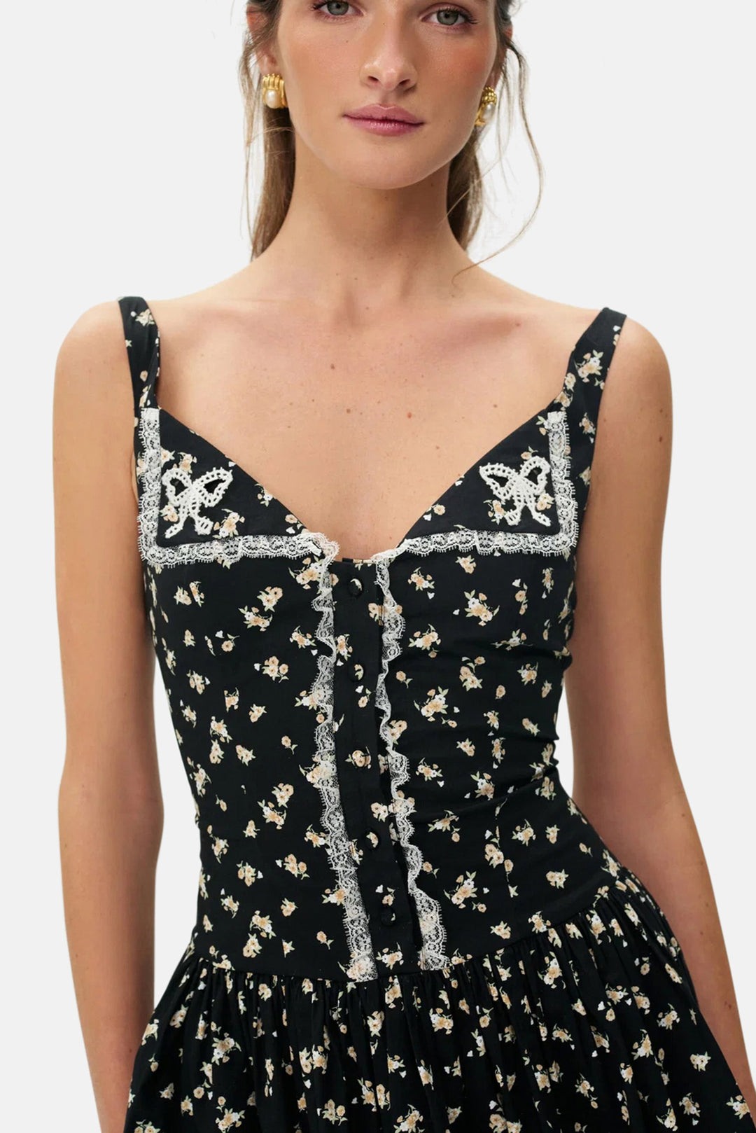 Western Wildflower Mini Dress Black