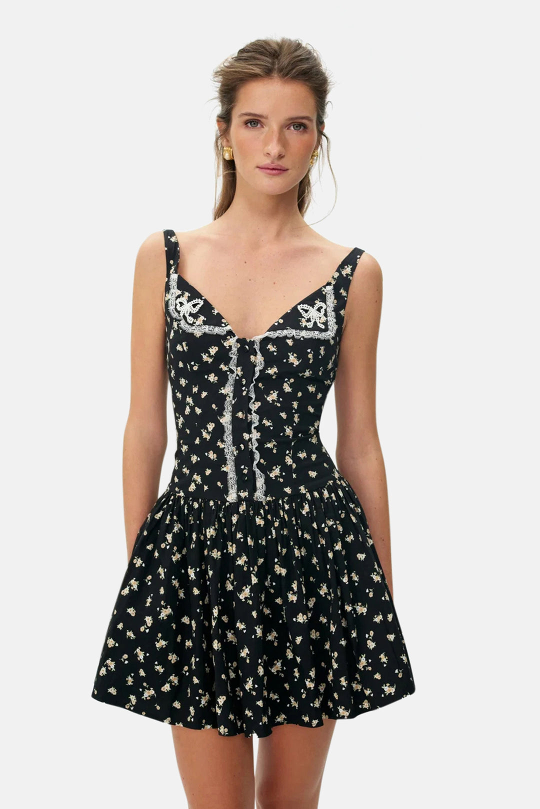 Western Wildflower Mini Dress Black