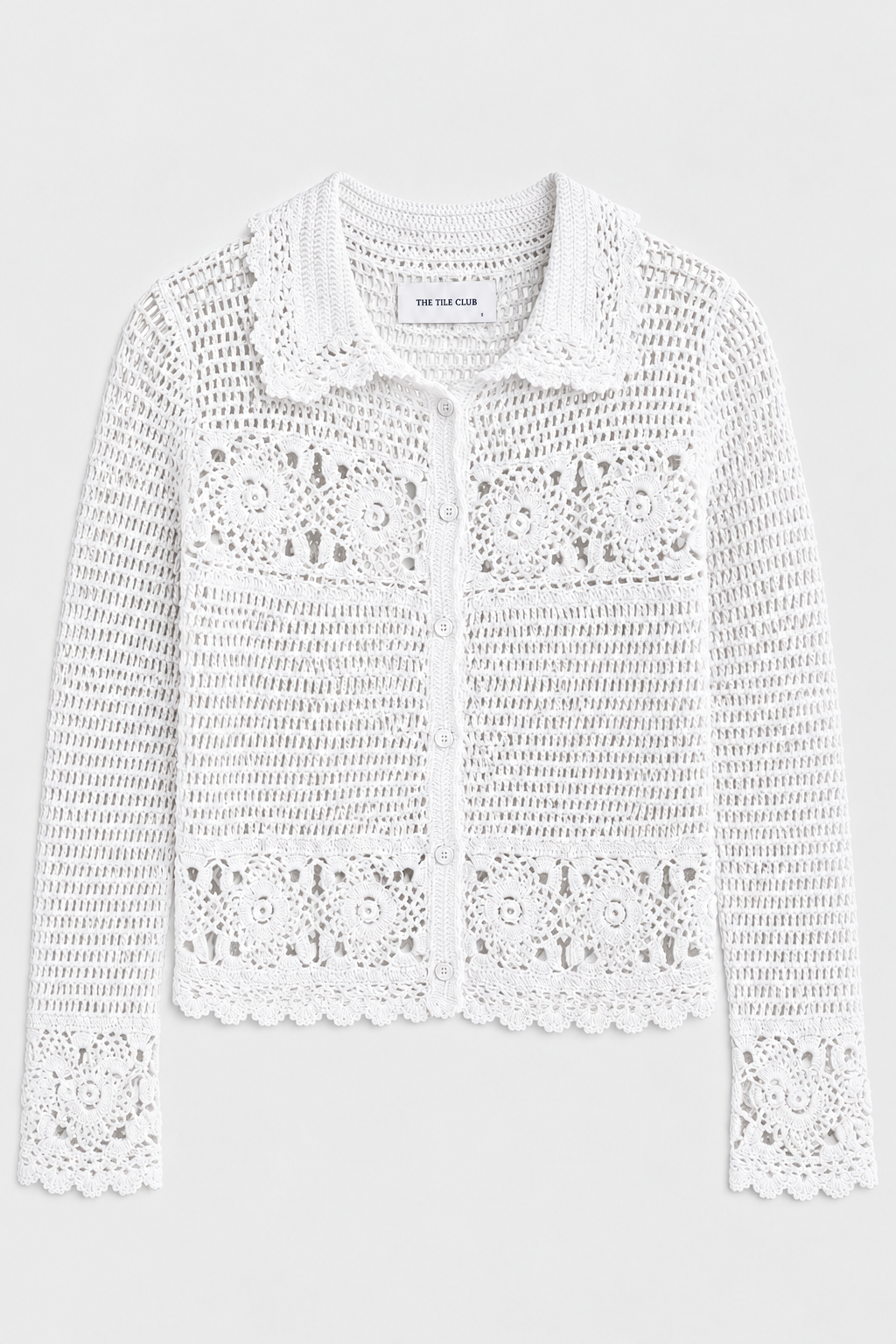 Felicity Crochet Cardigan White