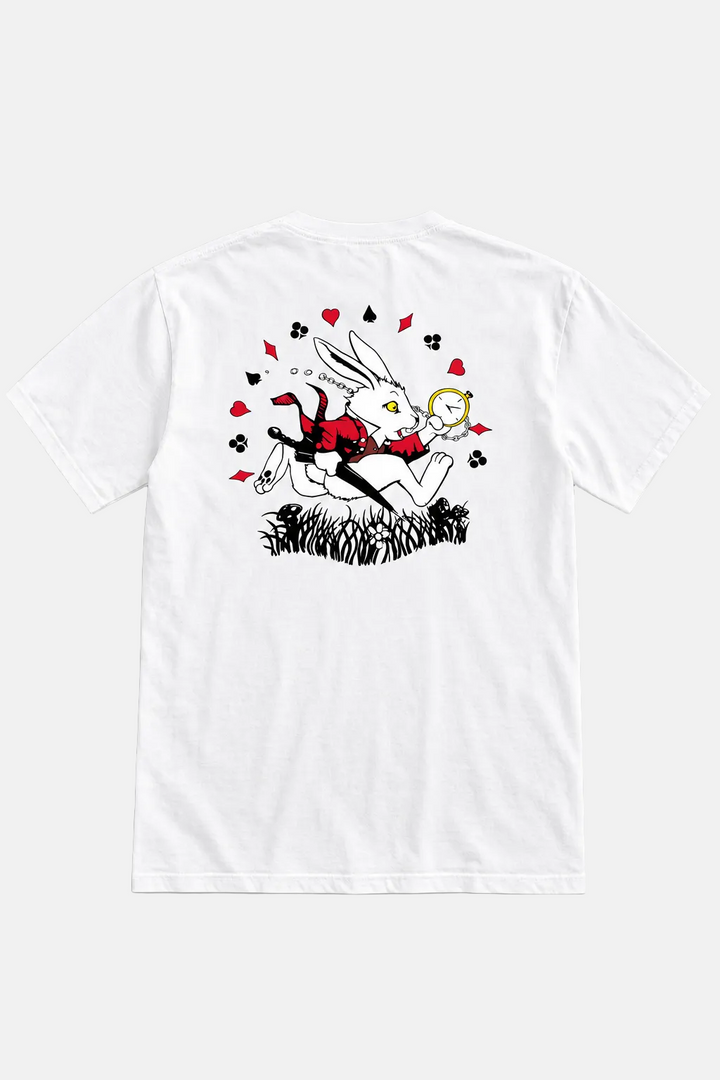 Follow the White Rabbit Pocket Tee White