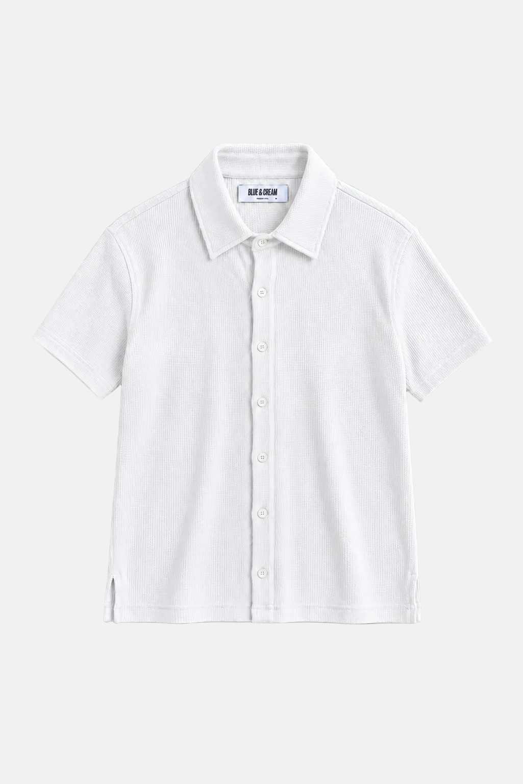 Waffle SS Button Up Shirt Ivory