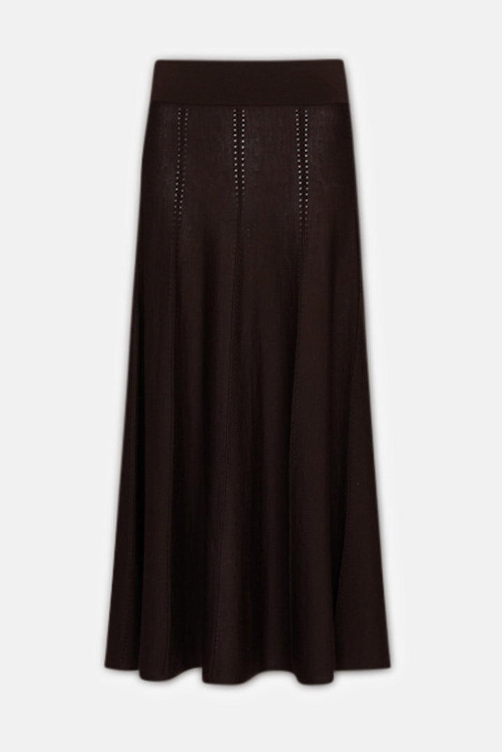 Taite Pant in Shiny Viscose Wool Satin Chocolate Torte