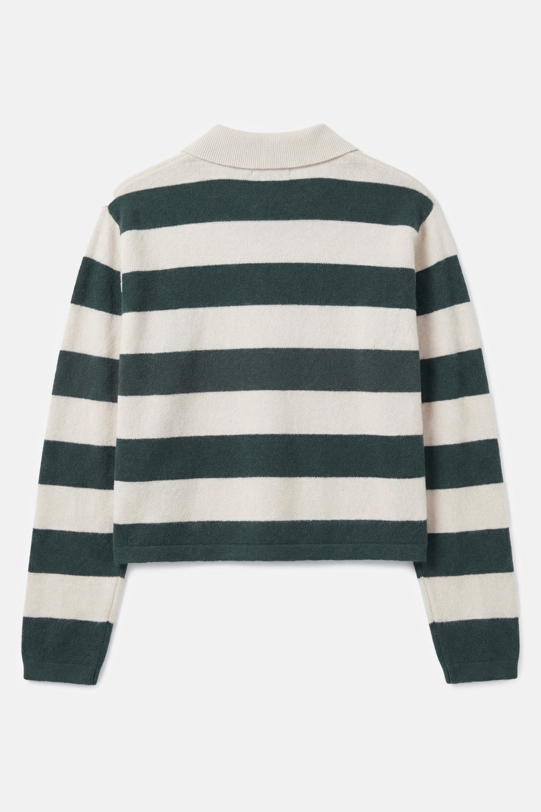 Bonnie Rugby Cropped Cashmere Sweater Green/Ivory