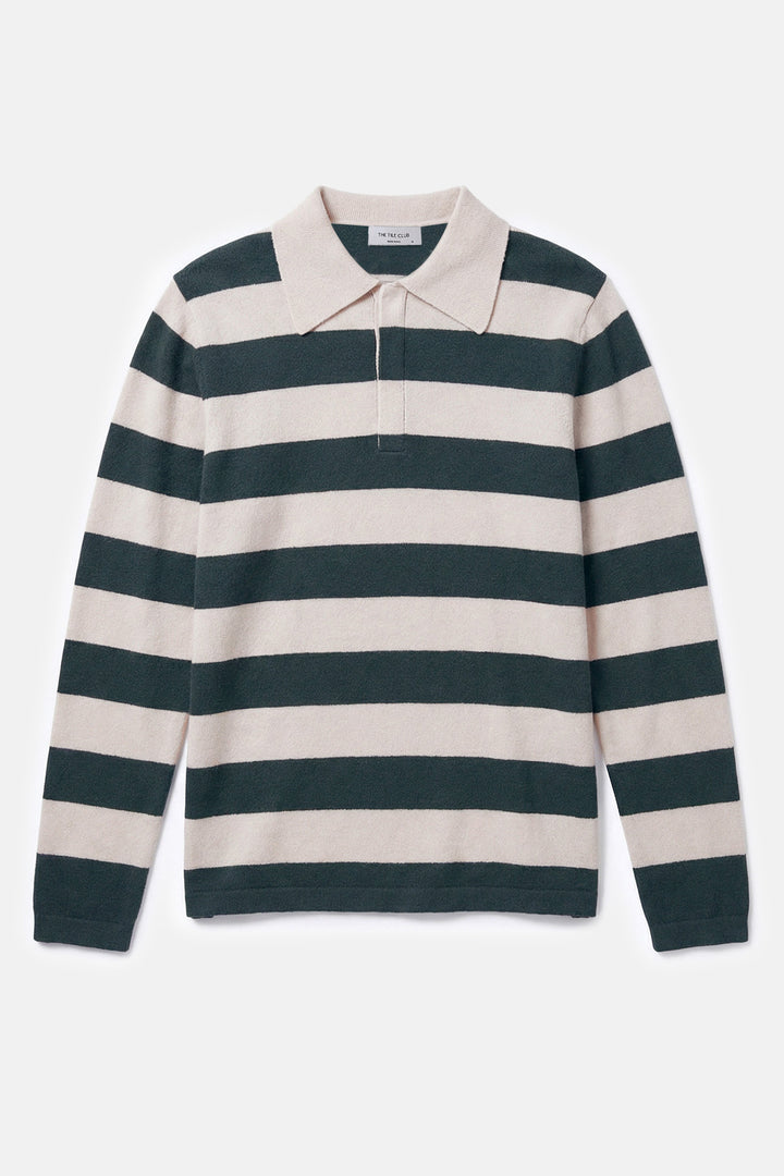 Clyde Rugby Oversized Cashmere Sweater Green/Ivory