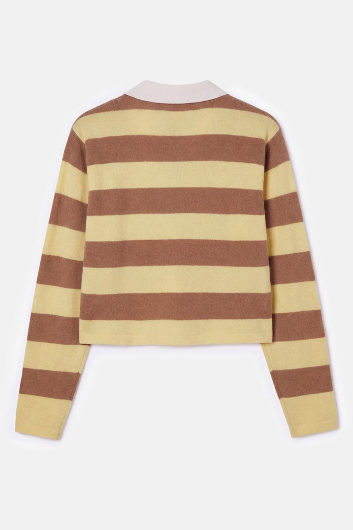 Bonnie Rugby Cropped Cashmere Sweater Yellow/Camel
