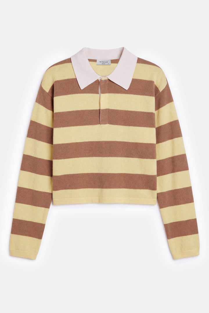 Bonnie Rugby Cropped Cashmere Sweater Yellow/Camel