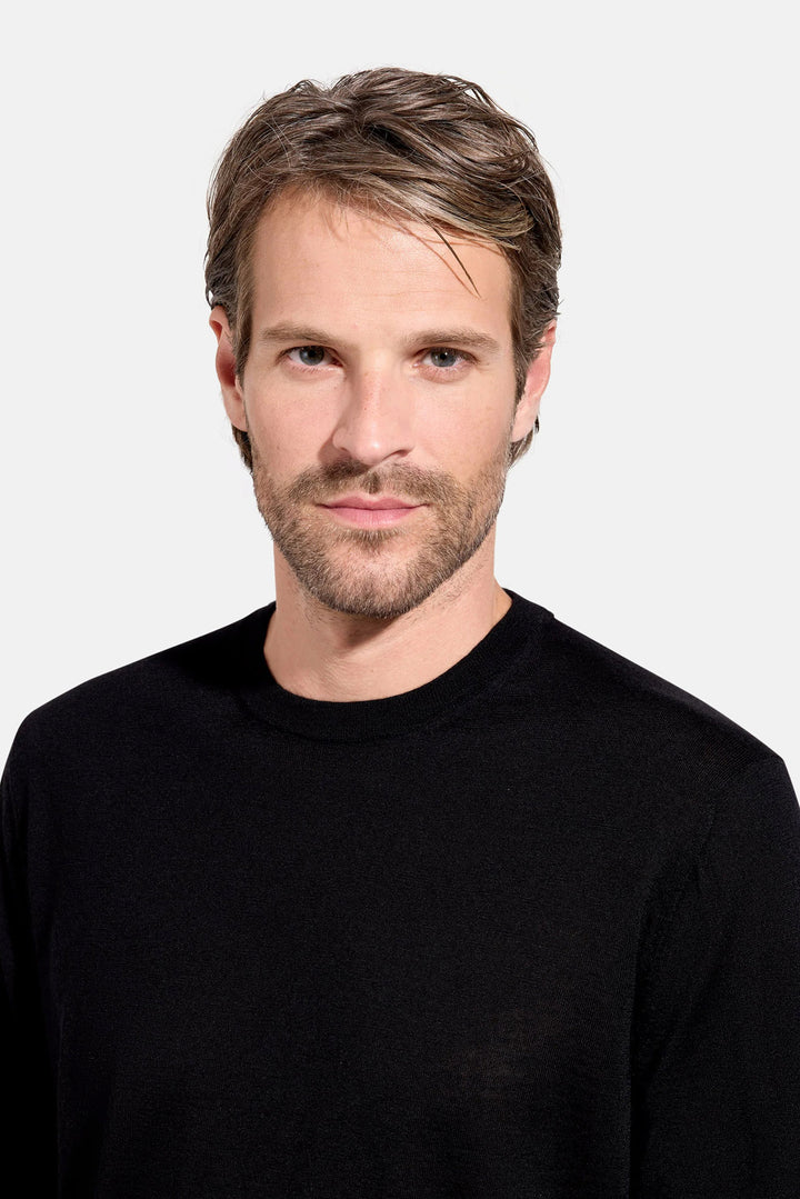 Wool Silk Cashmere Crewneck Black