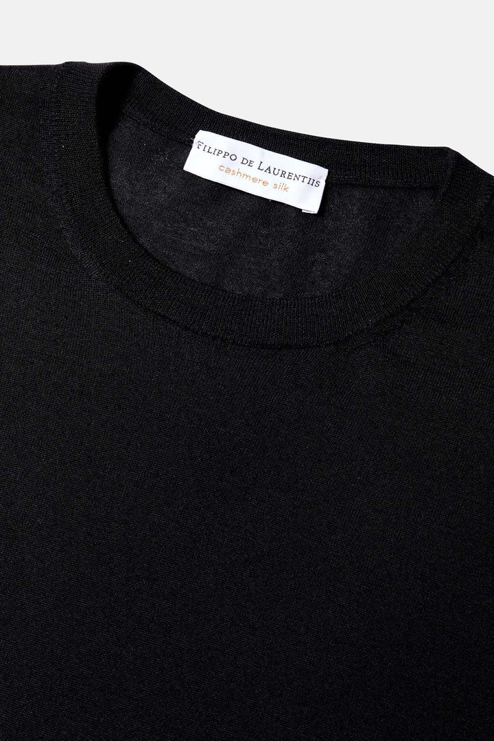 Wool Silk Cashmere Crewneck Black