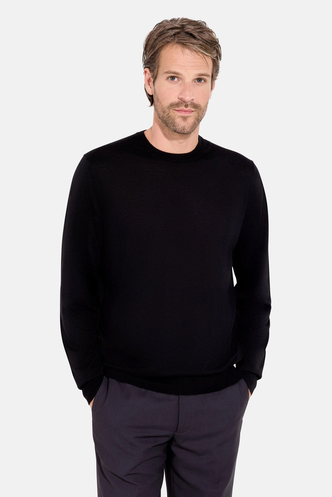 Wool Silk Cashmere Crewneck Black