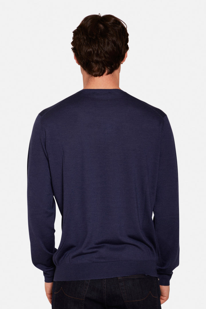 Wool Silk Cashmere Crewneck Blue