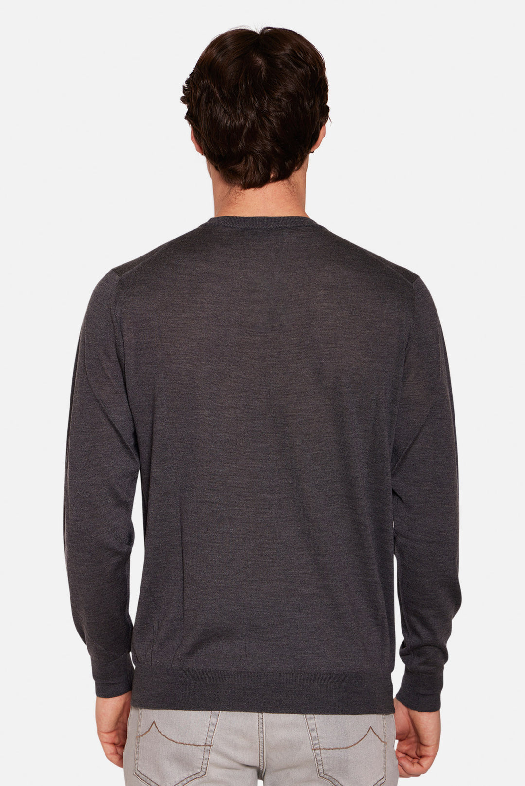 Wool Silk Cashmere Crewneck Charcoal